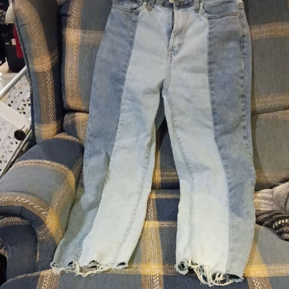 Almost Famous Blue Two-Tone Straight Leg Jeans